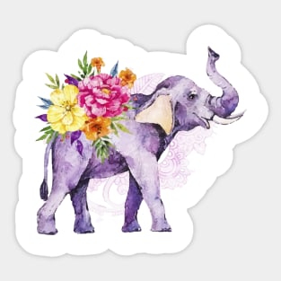 elephant and flowers Sticker